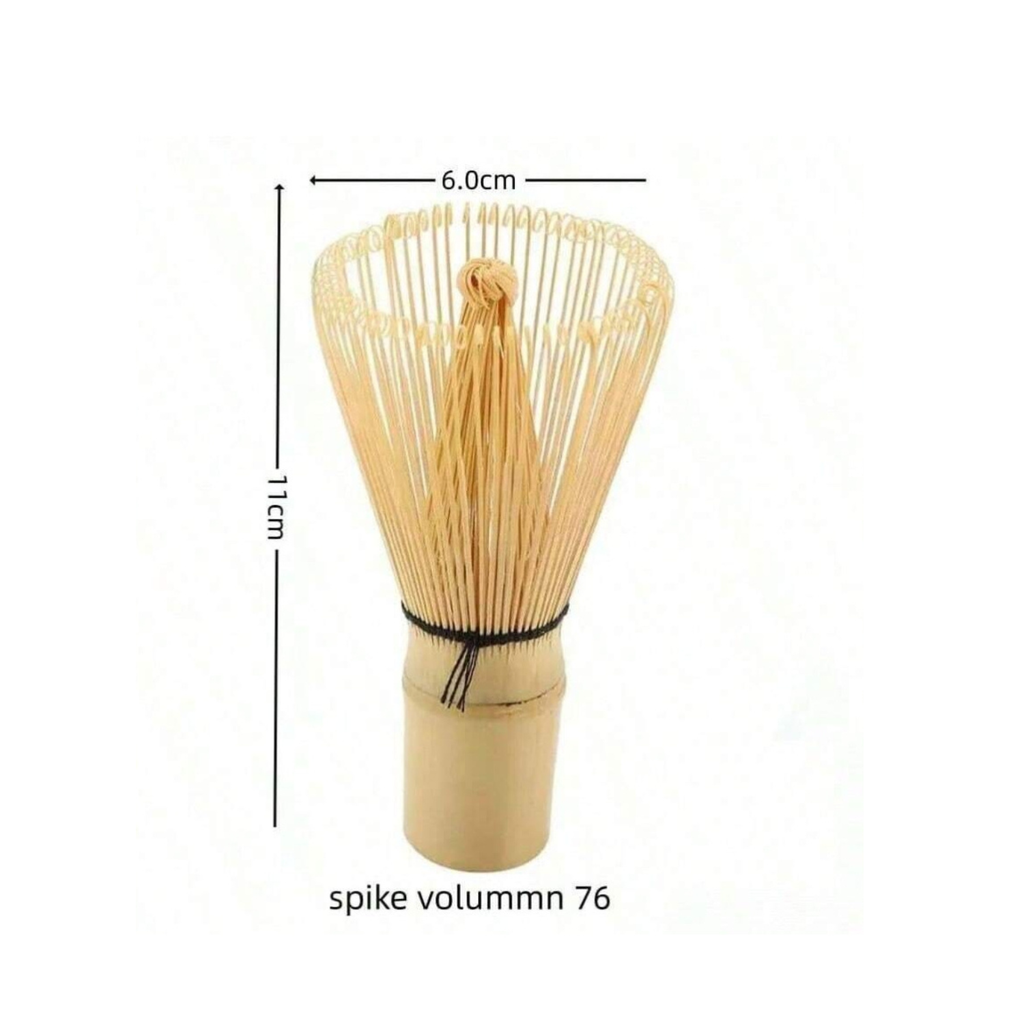Bamboo whisk with dimensions on a white background